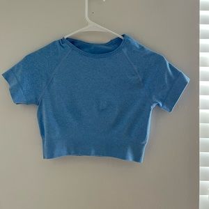 Blue crop workout top
